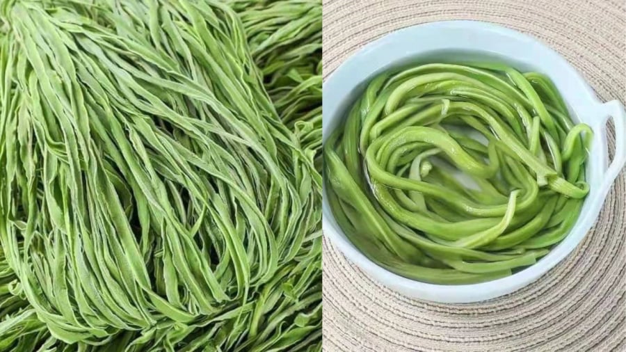 Rau tiến vua được bán ở dạng khô, khi ngâm nước sẽ nở ra