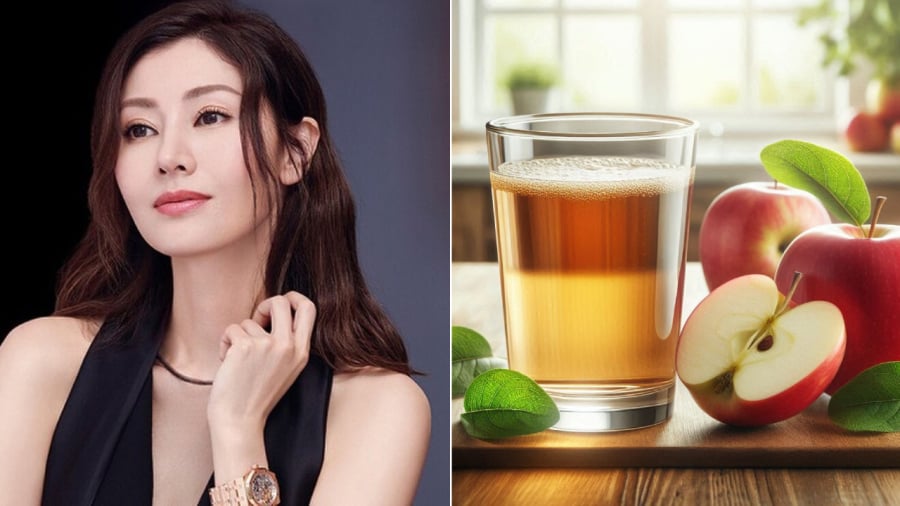 Lý Gia Hân thường uống nước ép táo vào buổi sáng. Đây là một trong những bí quyết giúp chị đẹp 