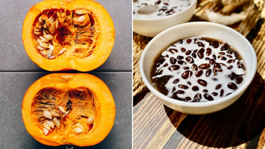 Bí đỏ và đậu đen là những thực phẩm có lợi trong việc giảm rụng tóc, kích thích mọc tóc.