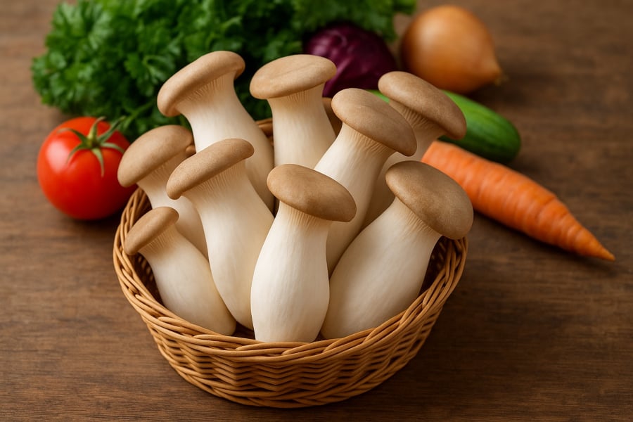 Nấm đùi gà – nguyên liệu quen thuộc nhưng giàu dinh dưỡng, được ví như “thịt bò chay”.