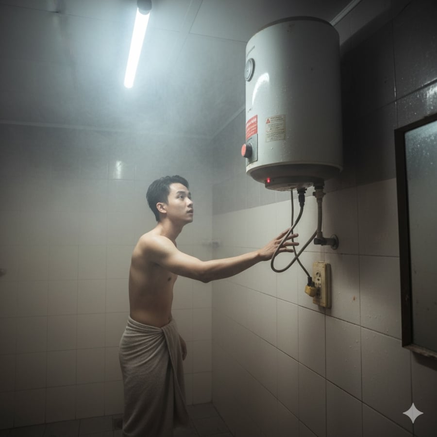 Tuyệt đối không bật bình nóng lạnh khi đang tắm – sai lầm nhỏ có thể gây hậu quả nghiêm trọng.