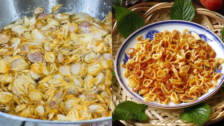 Để lửa vừa khi phi hành và vớt hành ra ngay khi hành chuyển sang màu vàng nhạt để hành không bị cháy.