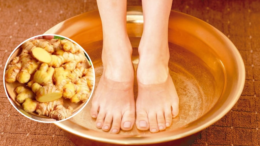 Ngâm chân với nước gừng ấm mang lại nhiều lợi ích cho sức khoẻ.