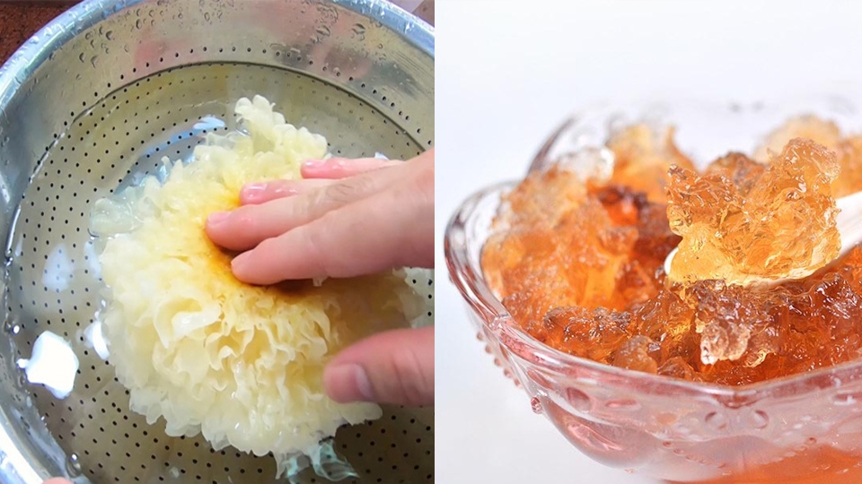 Ngâm nhựa đào và tuyết nhĩ cho nở