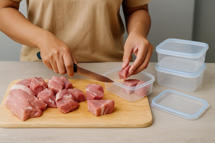 Chia nhỏ thực phẩm và bảo quản đúng cách giúp giữ tủ lạnh sạch sẽ, thực phẩm tươi lâu hơn.