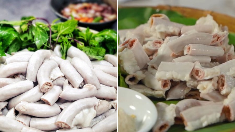 Lòng lợn luộc là món ăn được nhiều người yêu thích.