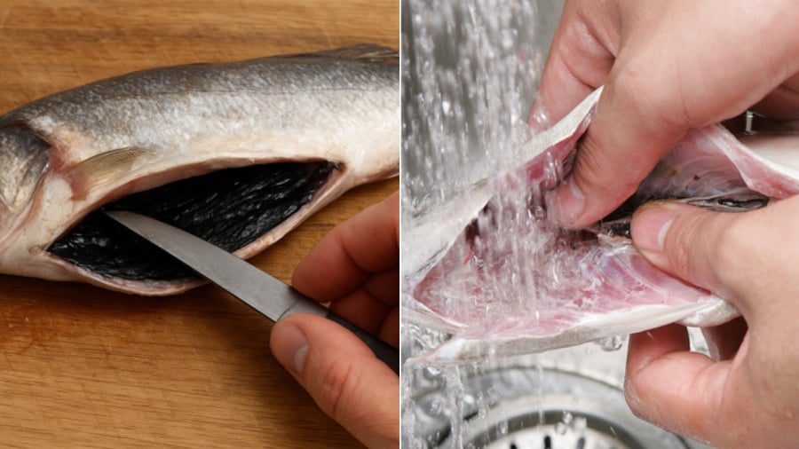 Khi sơ chế cá, bạn nên cạo sạch phần màng đen trong bụng.