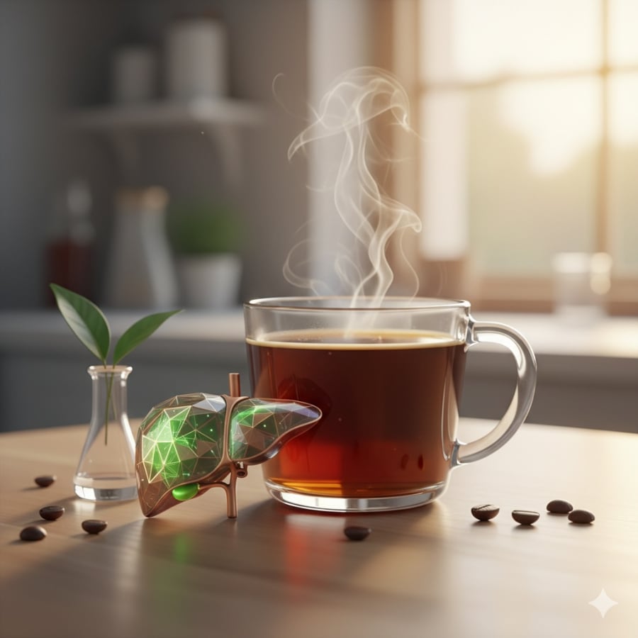 Cà phê (đặc biệt là cà phê xay) chứa các hợp chất giúp làm chậm sự phát triển của mô sẹo, hỗ trợ chức năng và bảo vệ lá gan khỏe mạnh.