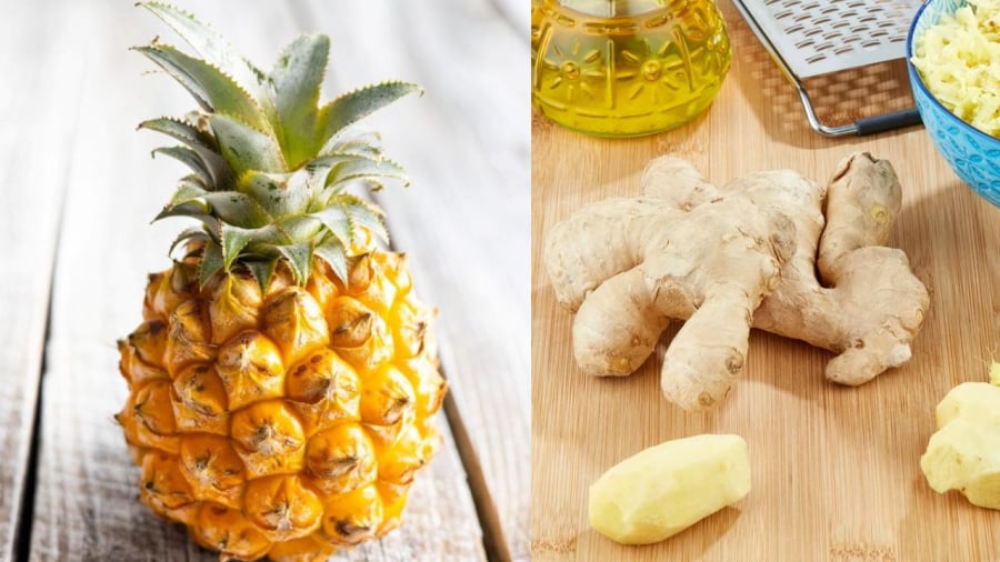 Gừng và dứa là những thực phẩm phổ biến, quen thuộc trong đời sống thường ngày.